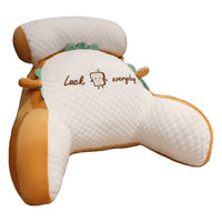 Washable Cartoon Print Bed Pillow with Arm Support and Detachable Backrest Cushion for Sofa and Couch