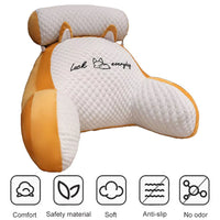 Washable Cartoon Print Bed Pillow with Arm Support and Detachable Backrest Cushion for Sofa and Couch