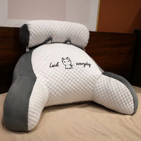 Washable Cartoon Print Bed Pillow with Arm Support and Detachable Backrest Cushion for Sofa and Couch